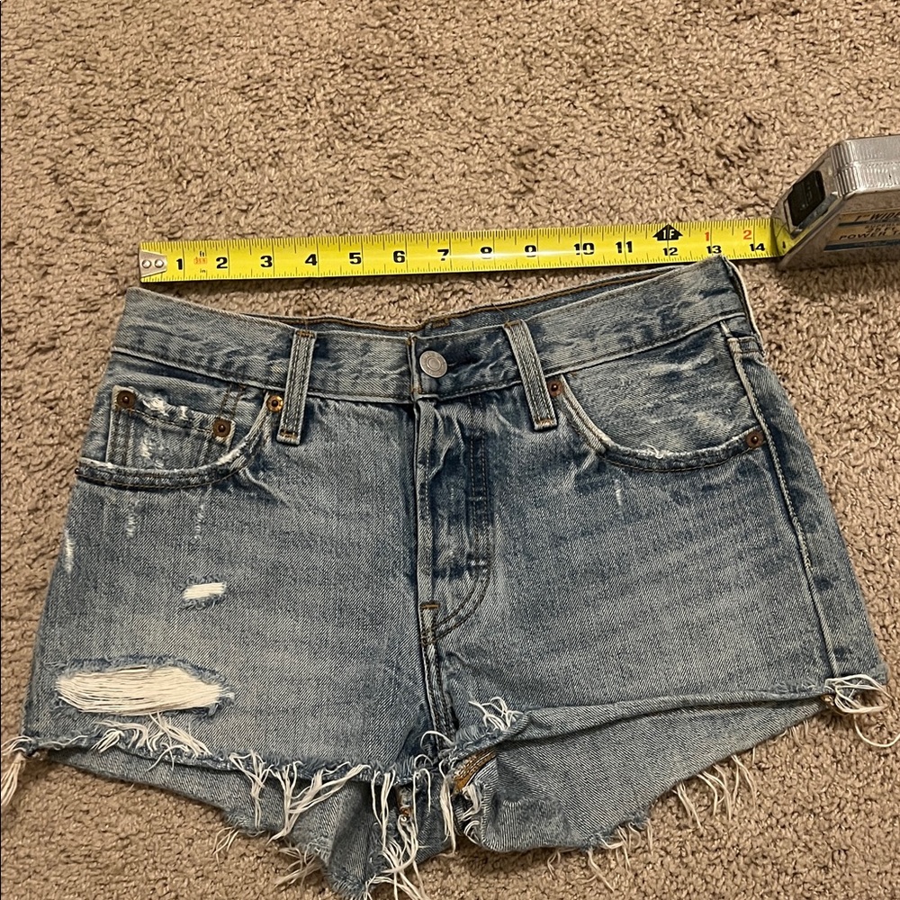 Levi's 501 Blue Distressed Jean Shorts